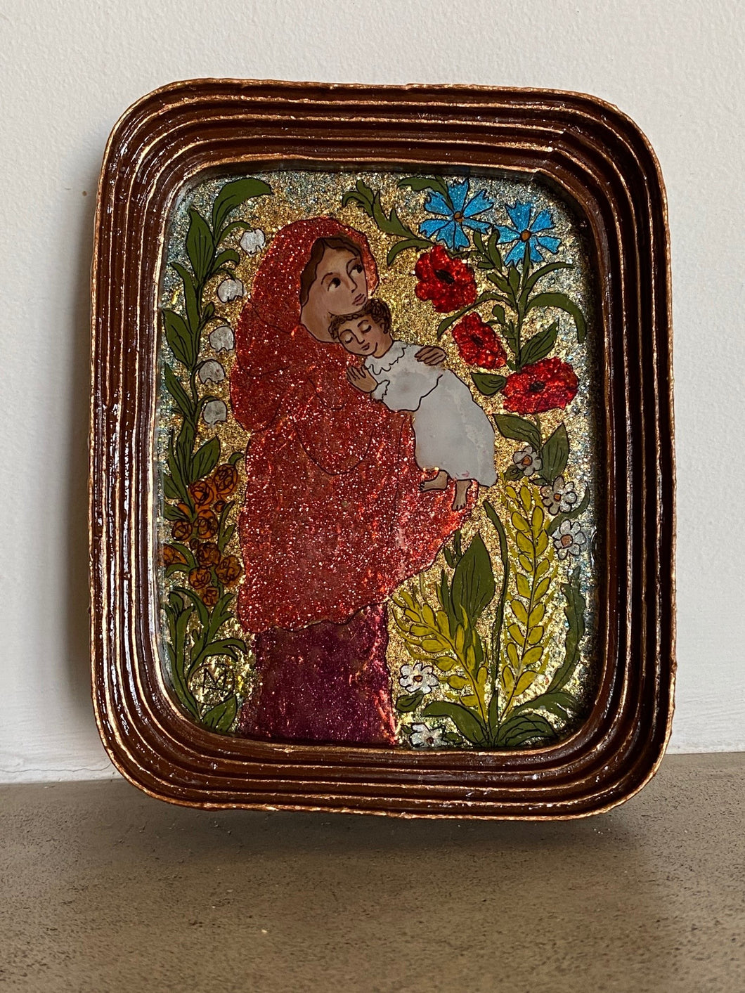 Miniature Vierge à l'enfant rouge