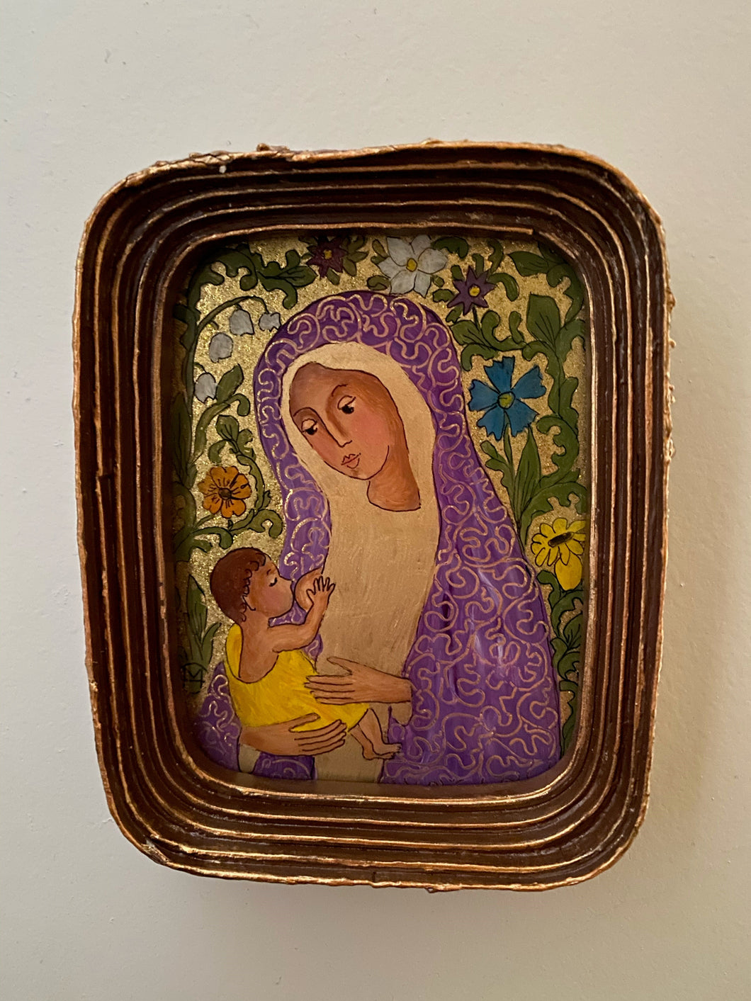 Miniature Vierge à l'enfant violette